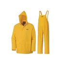 Pioneer Waterproof PVC Work Suit for Men – Repel Rain Gear Yellow Safety Jacket and Bib Pants - 3 PC Set With Detectable Hood