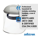 Sellstrom Advantage Series Face Shield - Clear Window with Aluminum Binding - Comfortable Ratcheting Headgear, ANSI Z87.1+ (S30110) SUREWERX