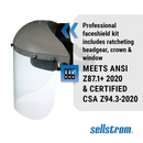 Sellstrom Advantage Series Face Shield - Clear Window with Standard Binding - Comfortable Ratcheting Headgear, ANSI Z87.1+ (S30120) SUREWERX