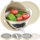 4-1 Colander with Mixing Bowl Set - for Kitchen, Food, Pasta And Rice Strainer, Fruit Cleaner, Veggie Wash, Salad Spinner, Apartment & Home Essentials - Beige