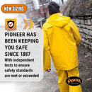 Pioneer Waterproof PVC Work Suit for Men – Repel Rain Gear Yellow Safety Jacket and Bib Pants - 3 PC Set With Detectable Hood SUREWERX