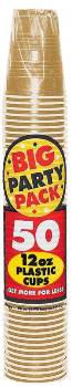 Amscan Premium Gold Plastic Cups (12 oz) 50 Count