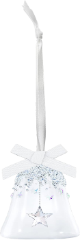 Bell & Star Holiday Ornament, Small, Clear Crystals