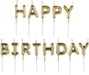 Happy Birthday Balloon Pick Candles - 13 Pieces - Candle Set for Birthday Party Celebrations, Gold