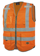Pioneer Safety Vest for Men – Hi Vis Reflective Mesh Neon with 8 Pockets, Zipper Closure for Construction, Traffic, Security Work – Orange, Yellow/Green, V1025250U-L