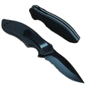 Serrated Pocketknife - Steel Drop Point Blade, Assisted Opening, Folding Utility EDC (Black) Affirma Distributors
