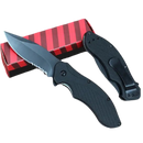 Serrated Pocketknife - Steel Drop Point Blade, Assisted Opening, Folding Utility EDC (Black) Affirma Distributors