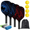 Pickleball Essentials Set - 4 Balls, 4 Cooling Towels, Carry Bag, and Rackets with Ergonomic Cushion Grip