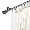 Curtain Rod, Includes 2 Matching Finials, Brackets & Hardware, 66 to 120-Inches, Black Affirma Distributors