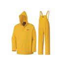 Pioneer Waterproof PVC Work Suit for Men – Repel Rain Gear Yellow Safety Jacket and Bib Pants - 3 PC Set With Detectable Hood SUREWERX