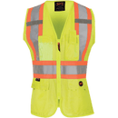 Pioneer Safety Vest for Women with Pockets - Hi-Vis Reflective Tape - for Construction - Yellow/Green SUREWERX