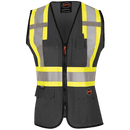 Pioneer Safety Vest for Women with Pockets - Hi-Vis Reflective Tape - for Construction - Black SUREWERX